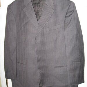 Oscar de la Renta Gray Pinstripe Suit Jacket & Vest 44R No Trousers